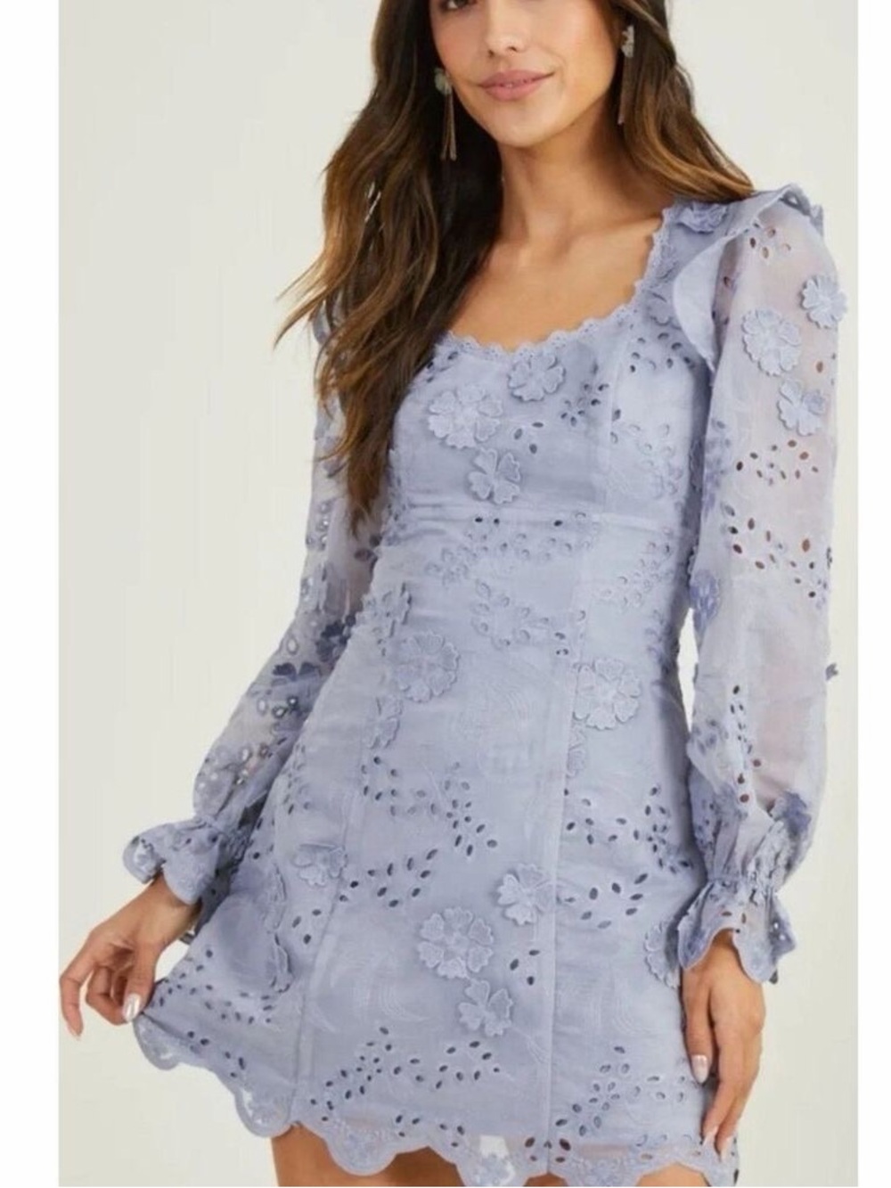 🩵CLEAROUT SALE🩵 AltarD State Mini 3d Floral Dusty Blue Dress